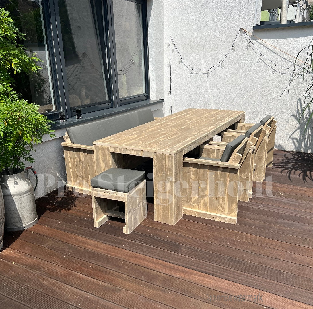 Gerüstholz-Gartenset mit Blockbein