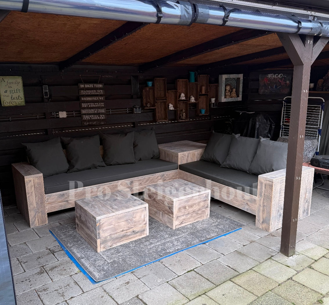 Steigerhout Loungeset Hoektafel