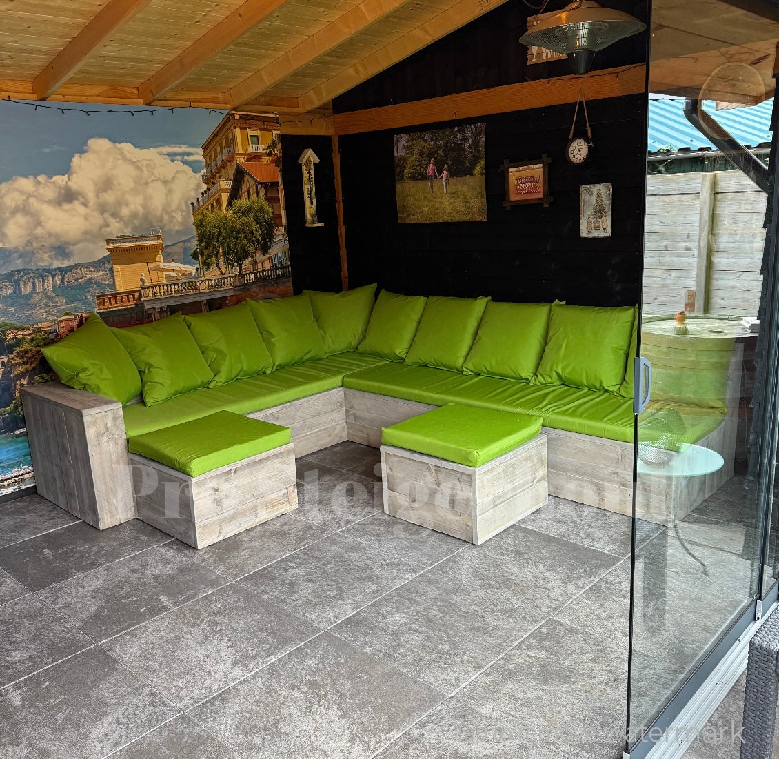 Steigerhout Hoekbank - 1 kant open