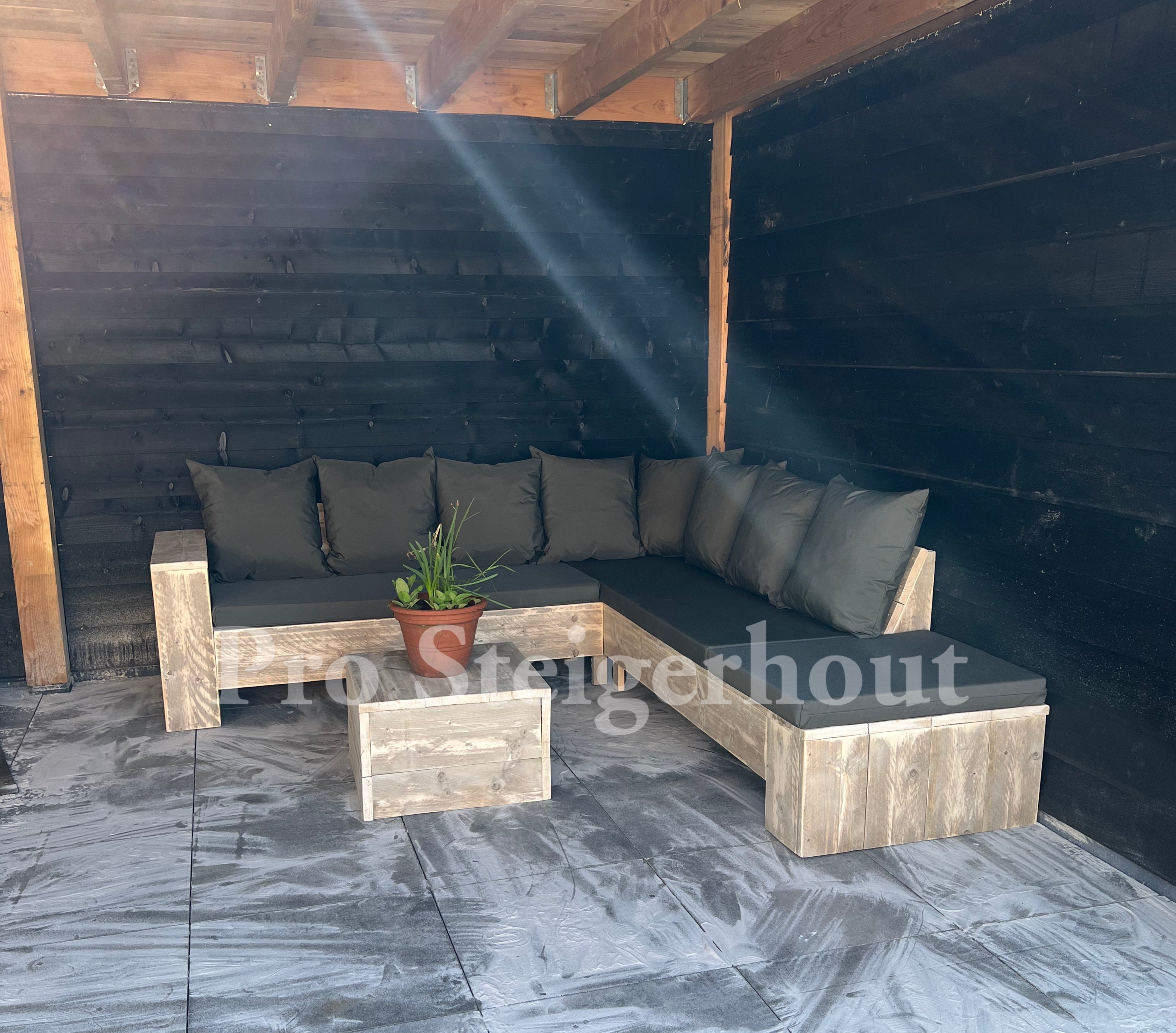 Steigerhout Hoekbank - chaise lounge