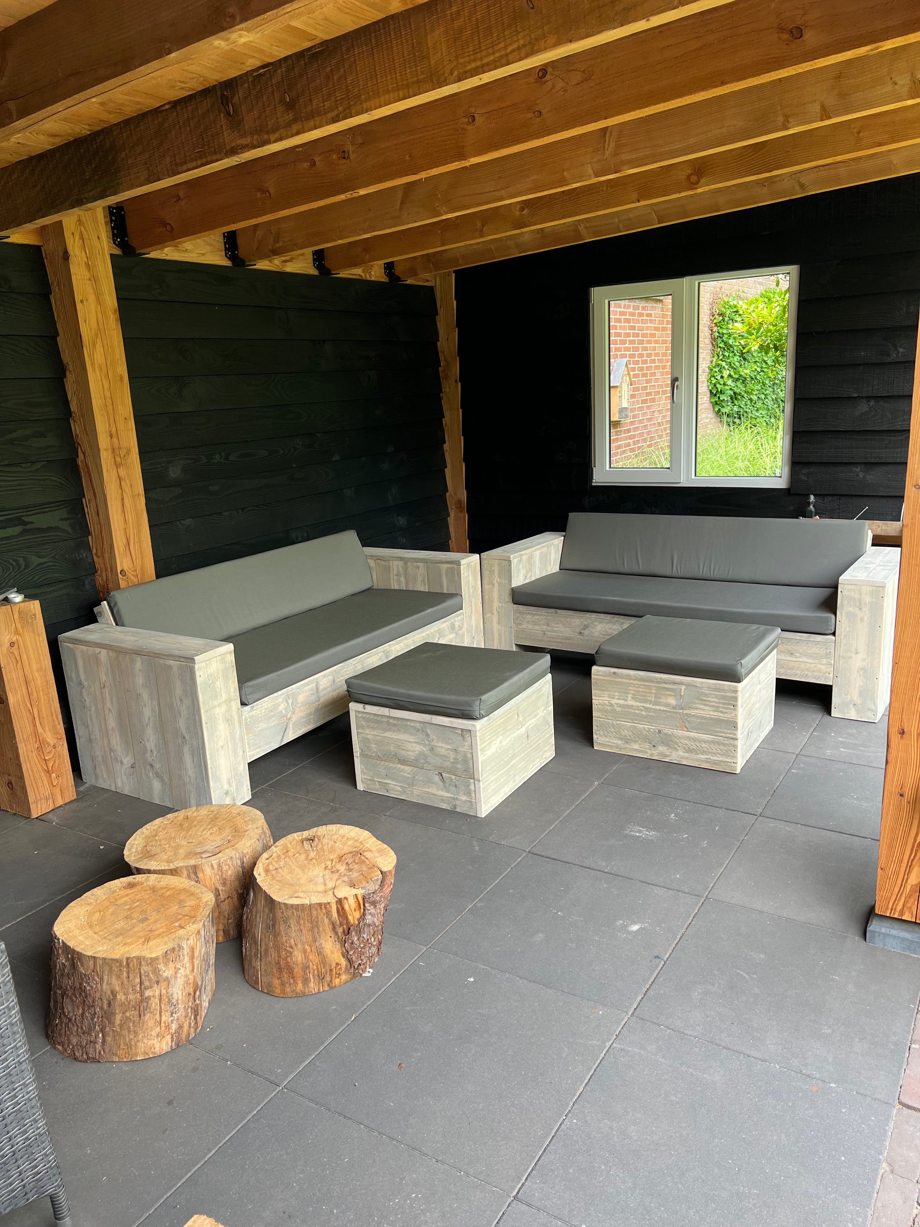 Steigerhout Loungeset - 2 banken