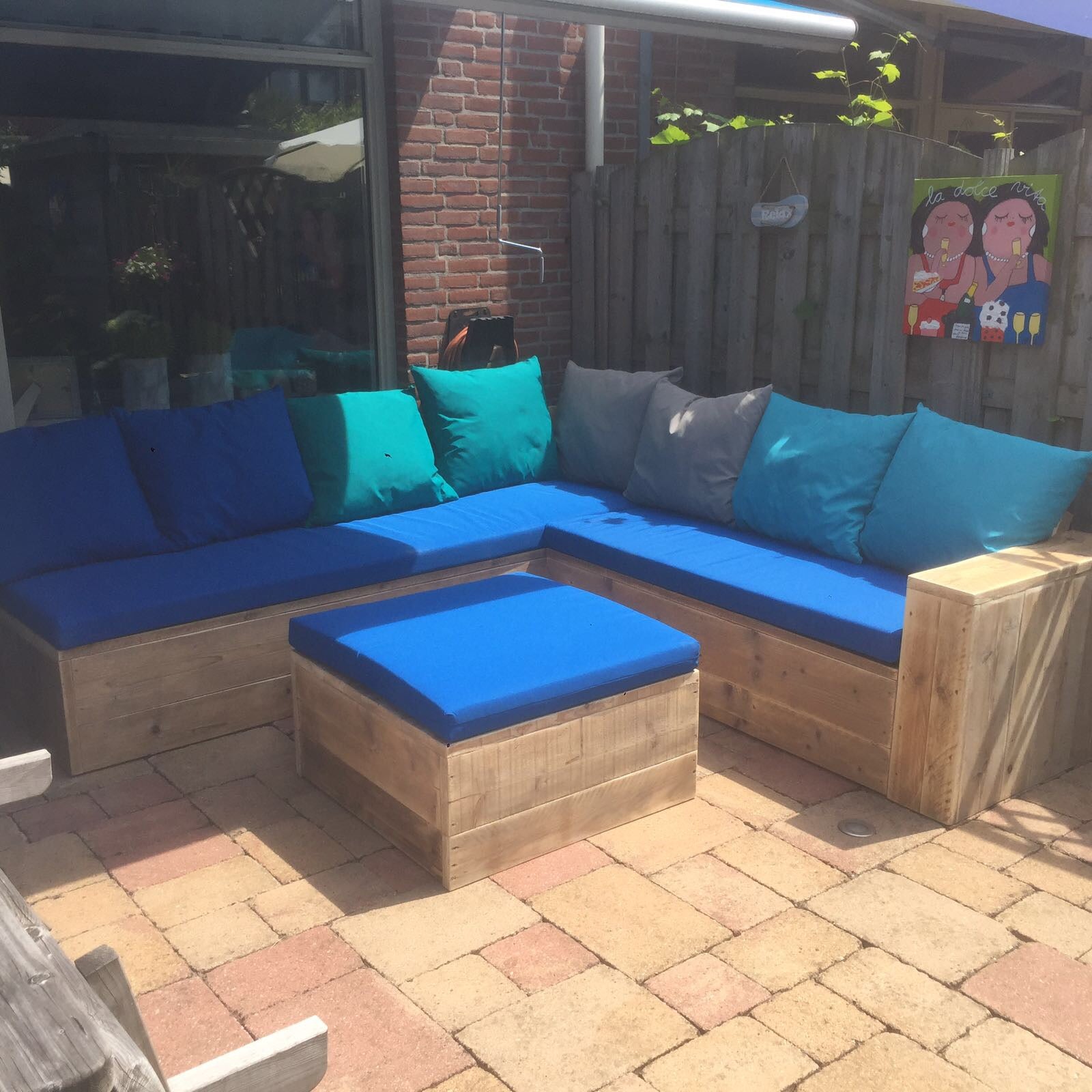 Steigerhout Hoekbank - 1 kant open