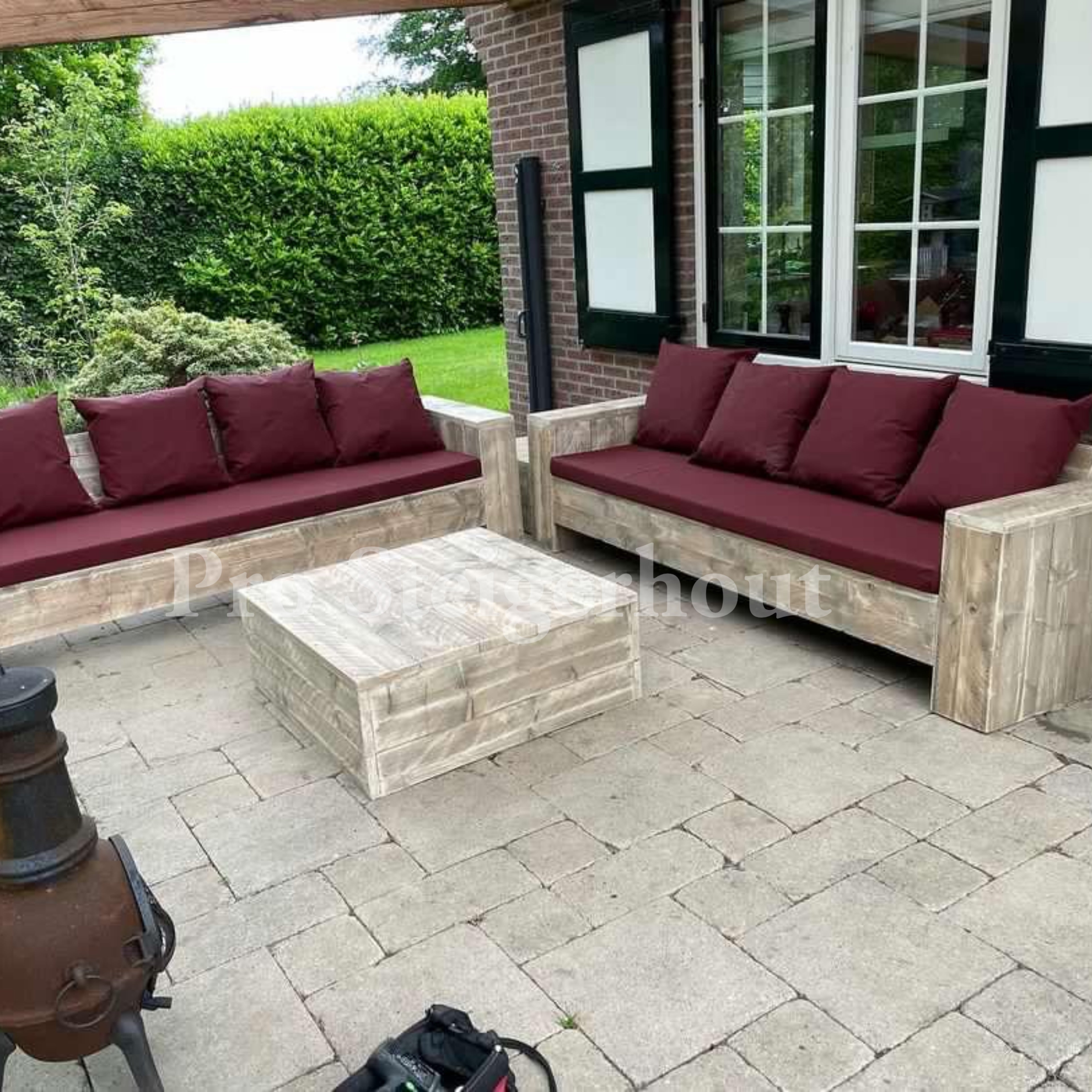 Steigerhout Loungeset - 2 banken