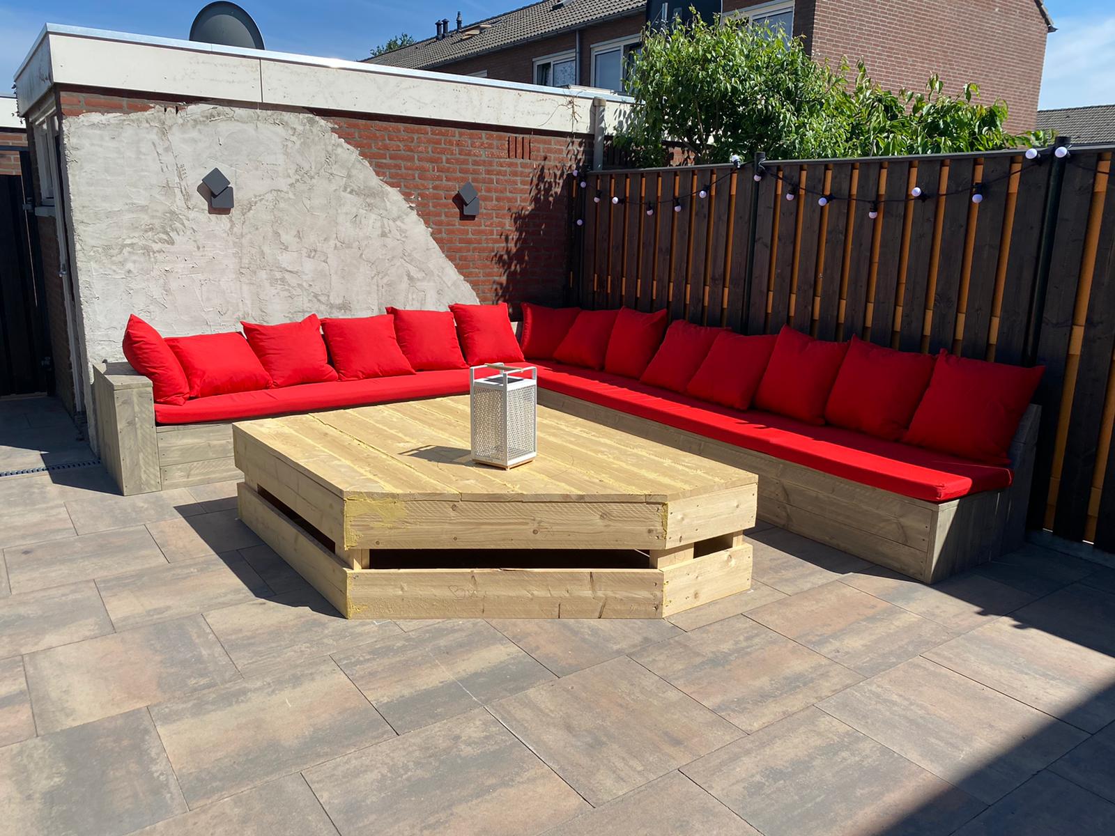 Steigerhout Hoekbank - 1 kant open