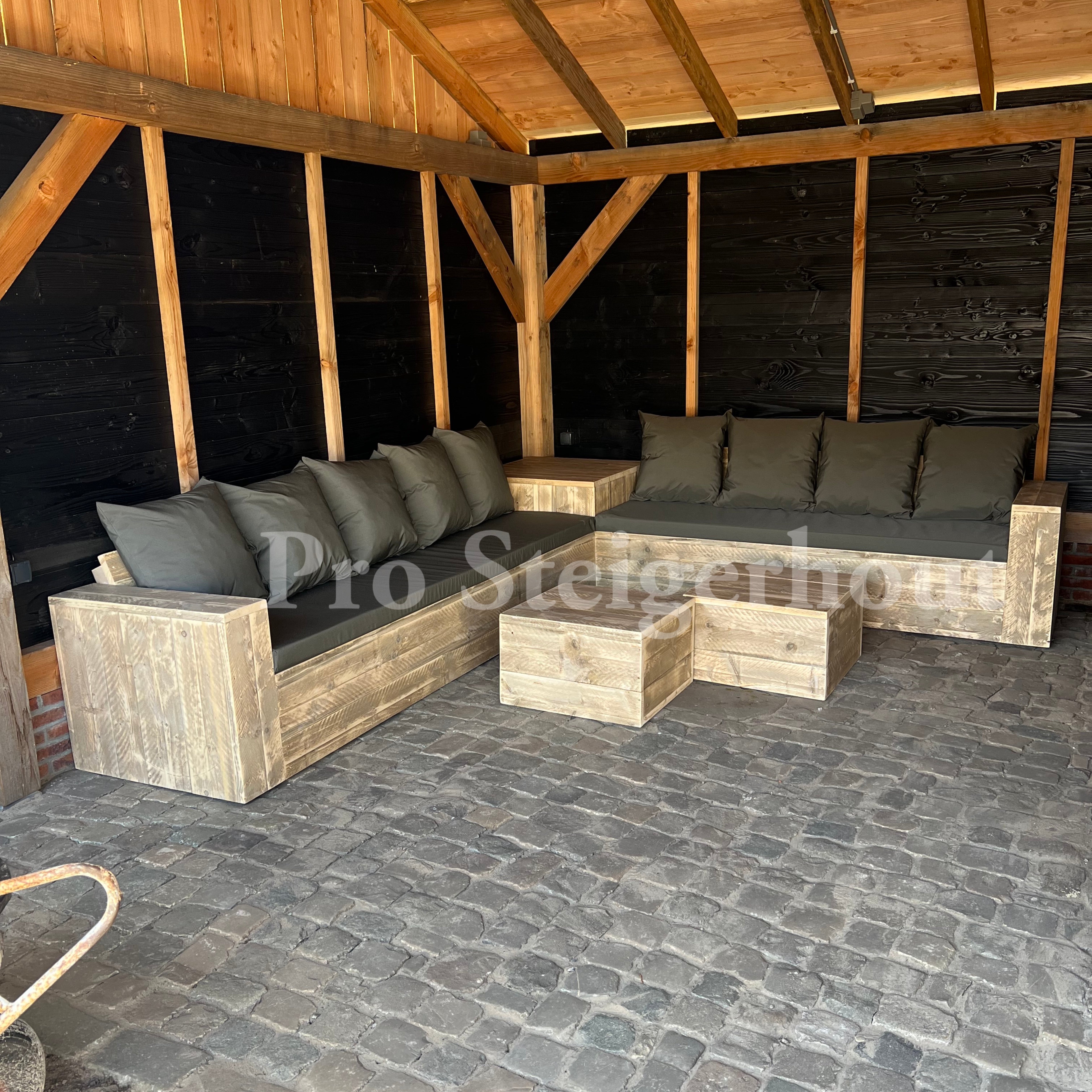 Steigerhout Loungeset Hoektafel