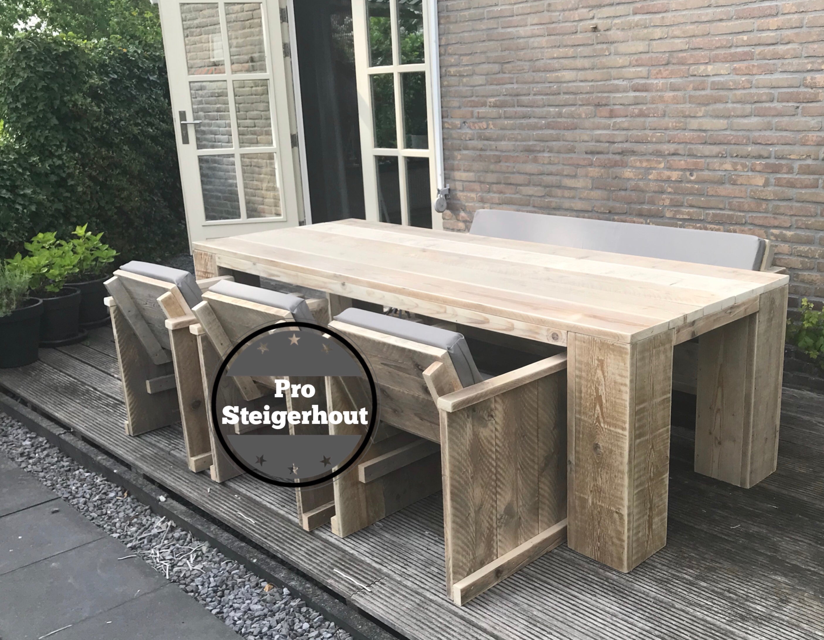 Steigerhout tuinset blokpoot