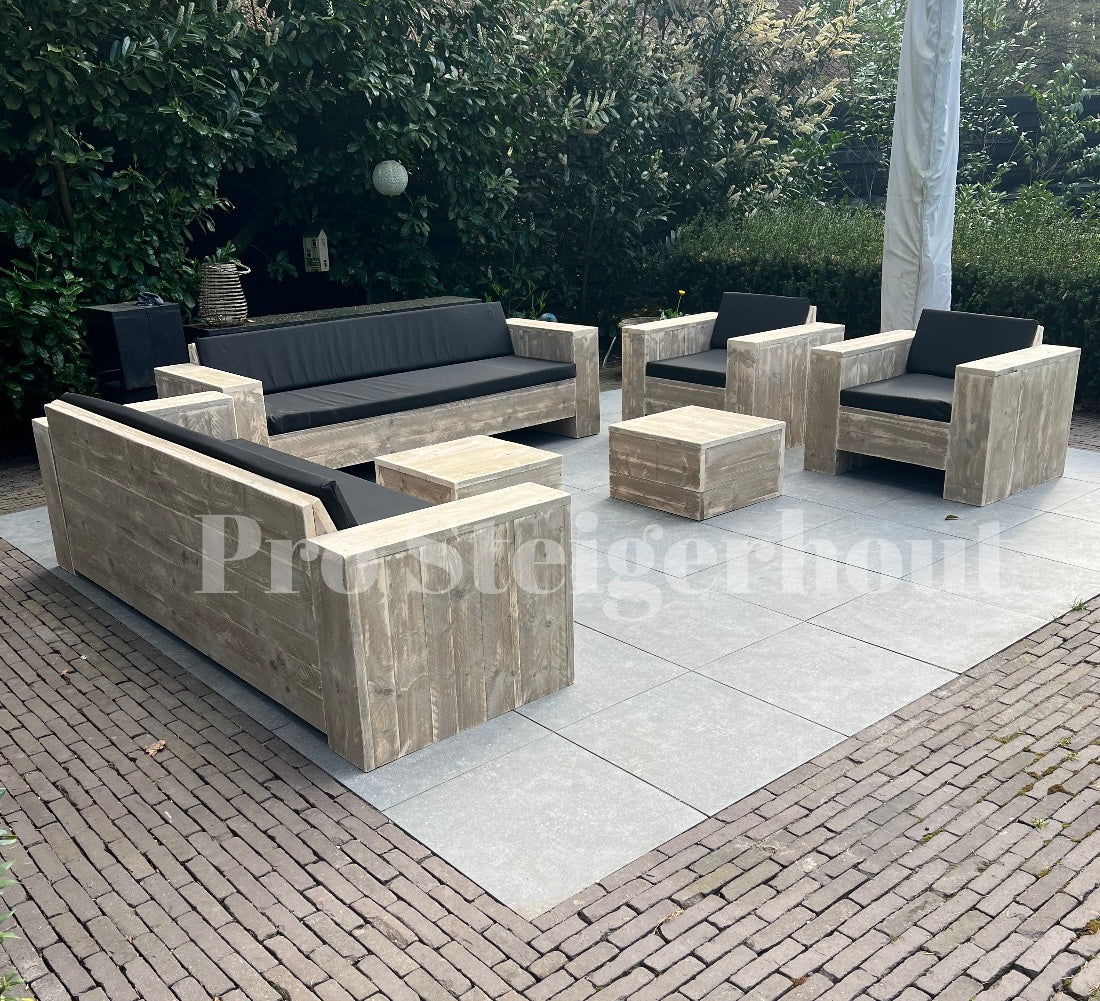 Steigerhout Loungeset - 2 banken 2 loungestoelen