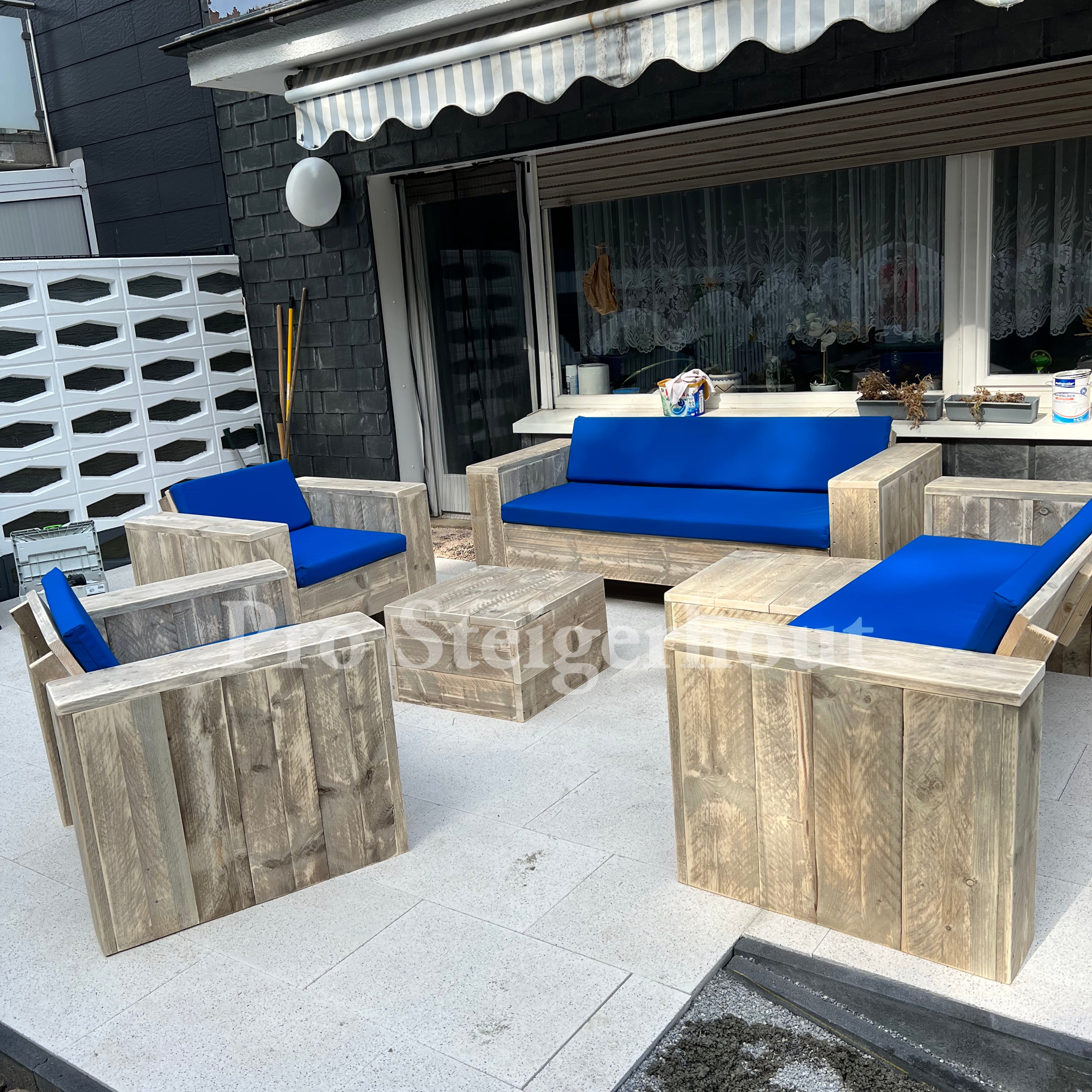 Steigerhout Loungeset - 2 banken 2 loungestoelen