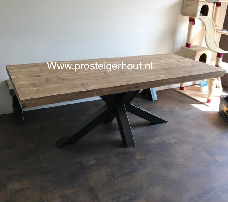 Steigerhout Tafel matrix poot