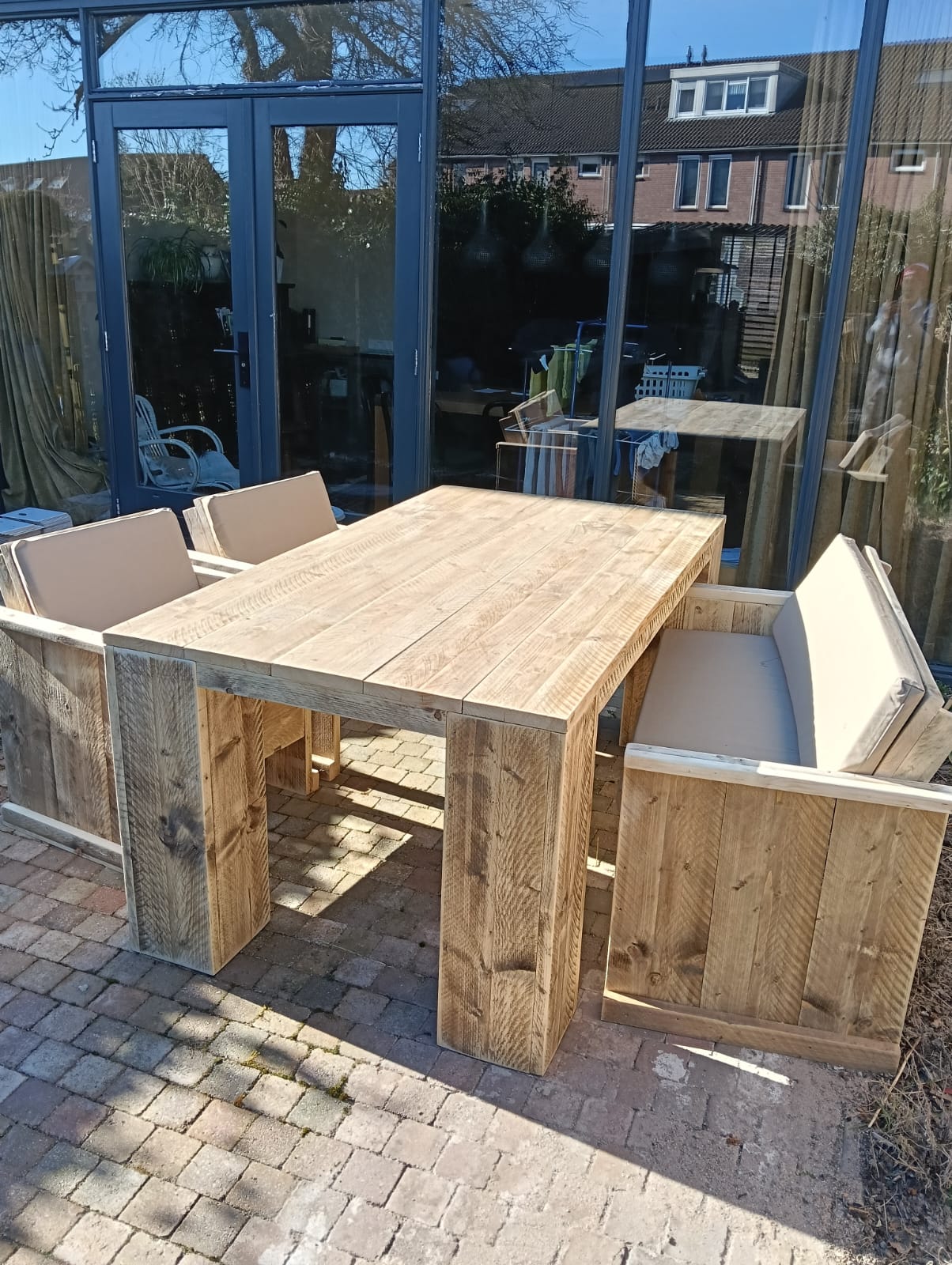 Gerüstholz-Gartenset mit Blockbein