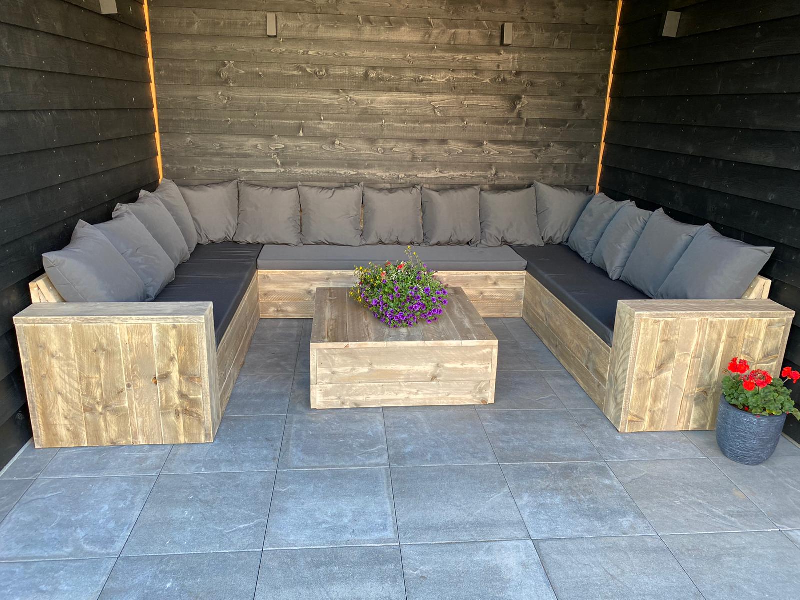 Steigerhout Hoekbank U-bank