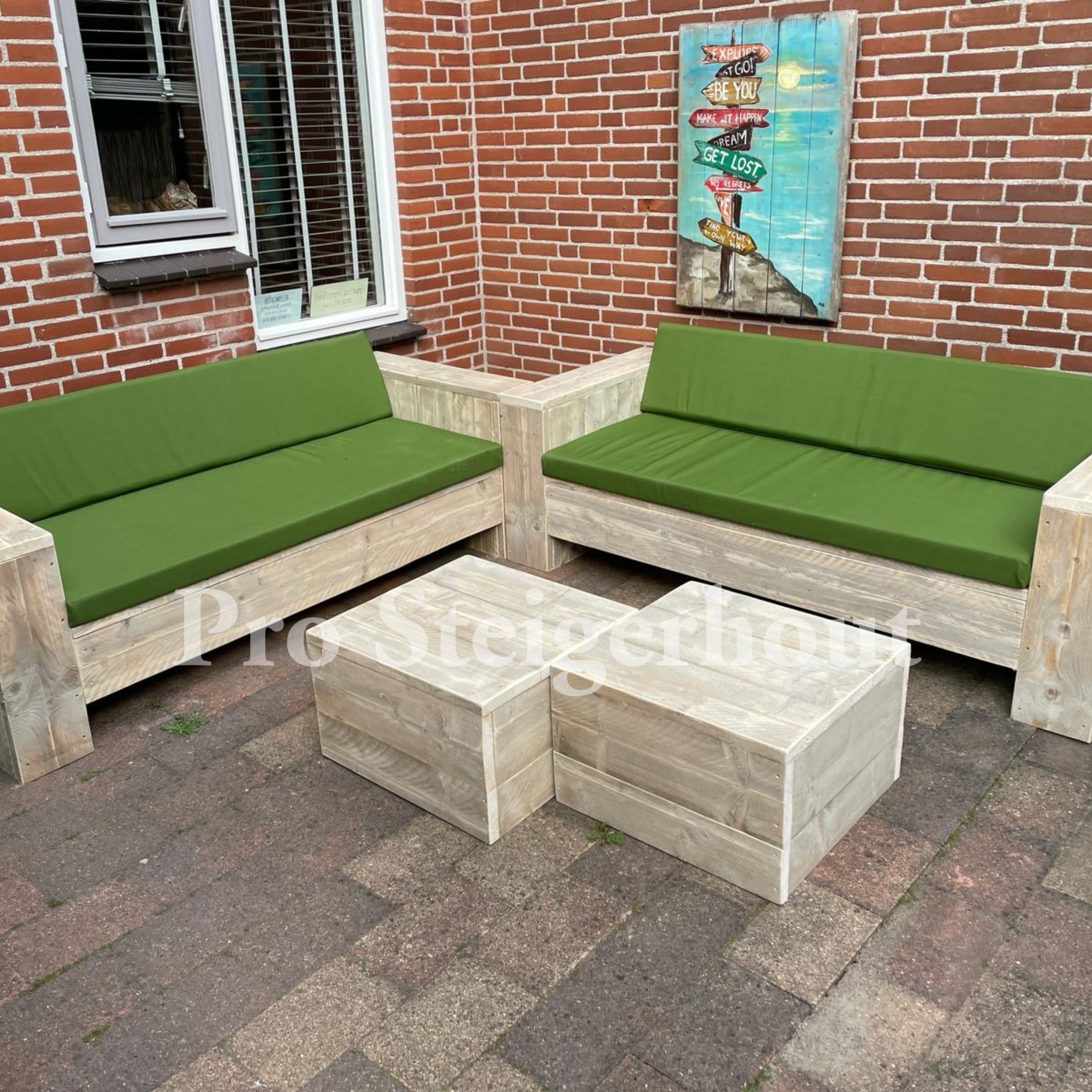 Steigerhout Loungeset - 2 banken
