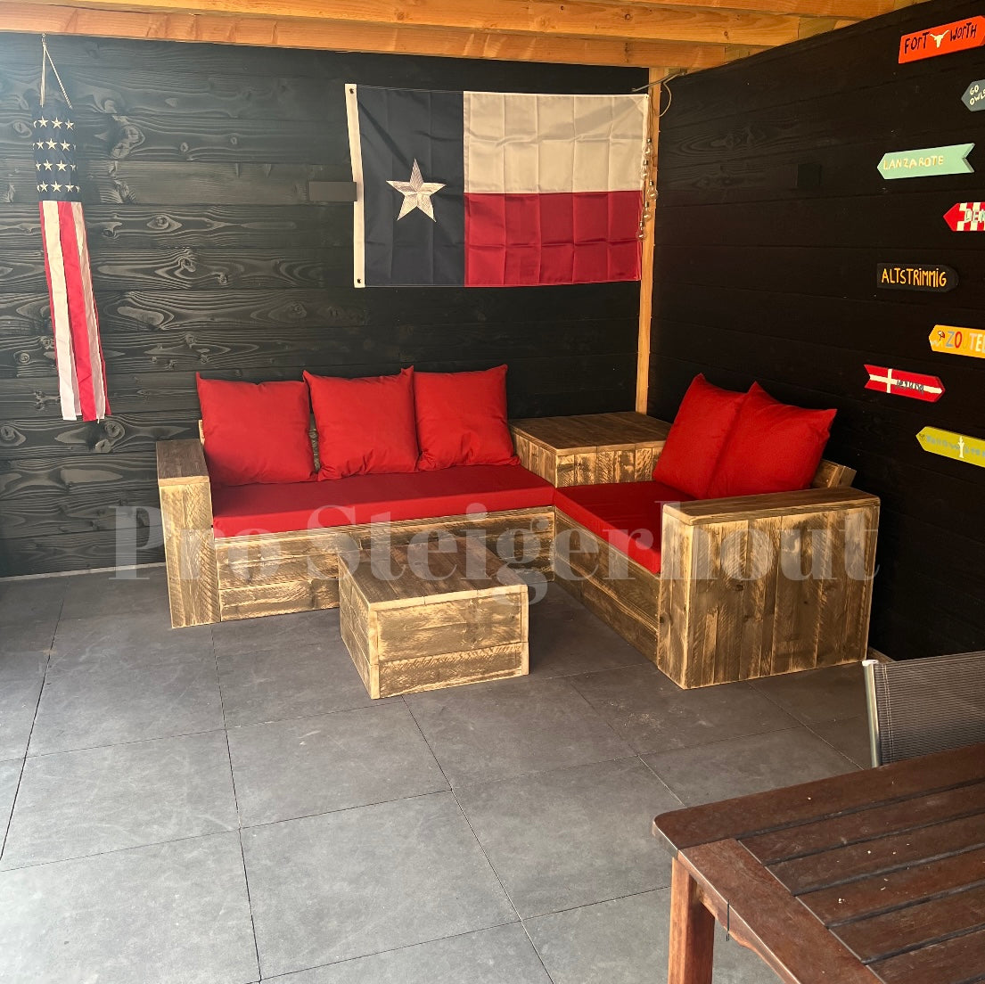 Steigerhout Loungeset Hoektafel