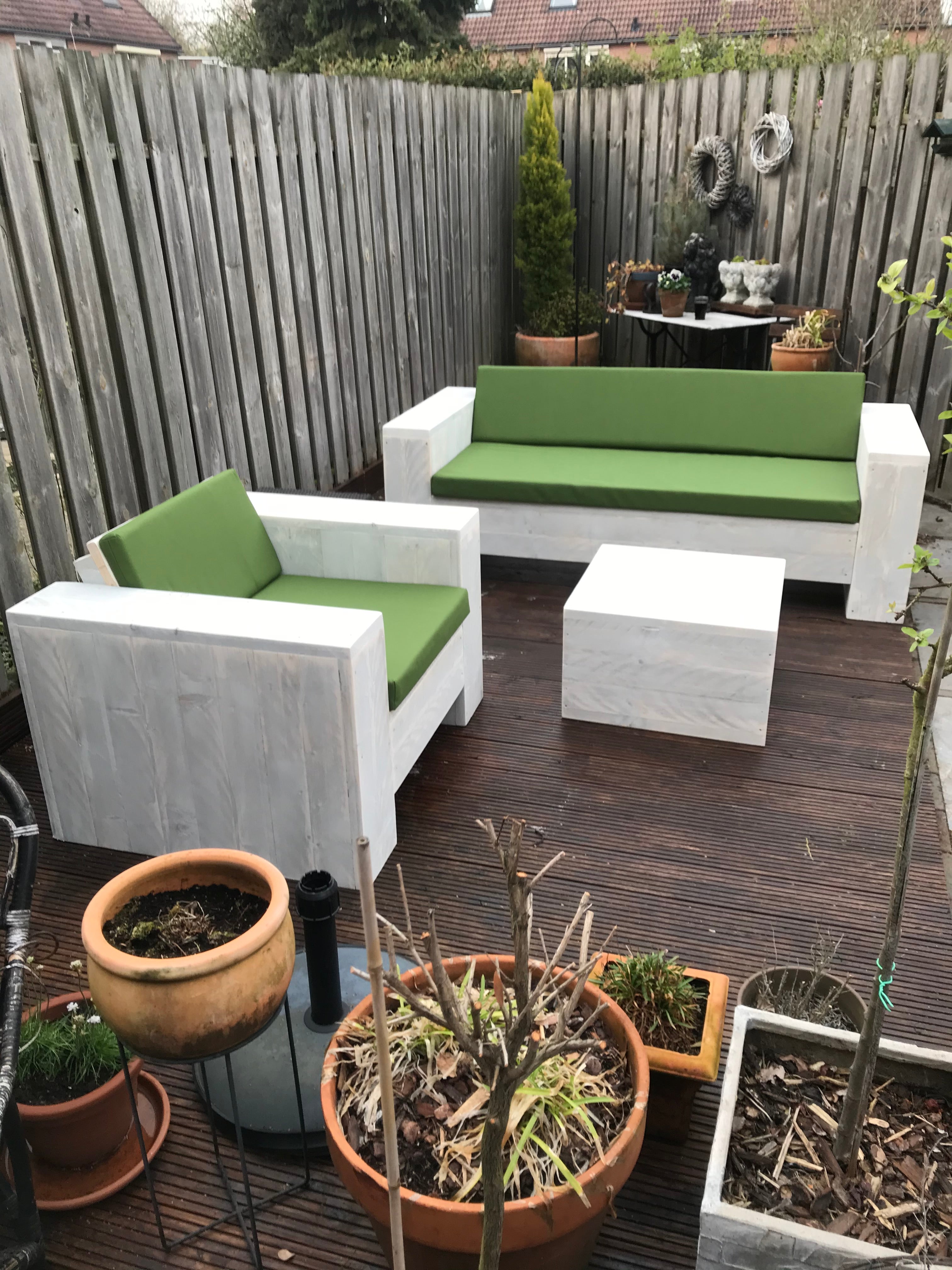 Steigerhout Loungeset - 1 bank 1 loungestoel