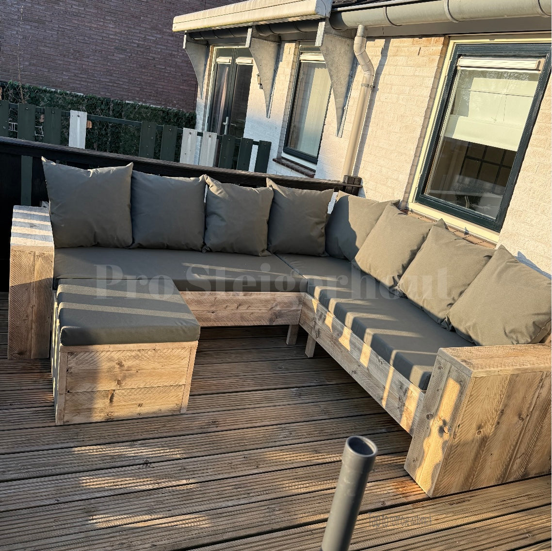 Steigerhout Hoekbank - standaard (onderkant open)