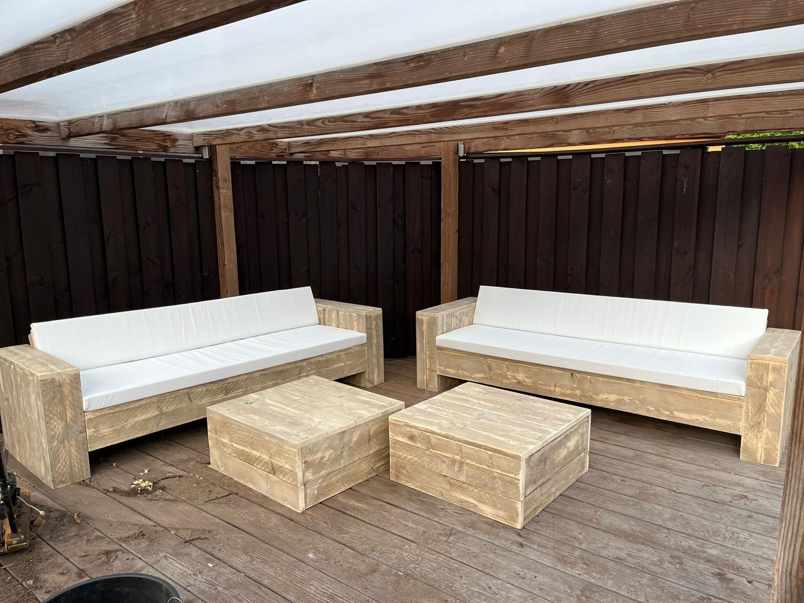 Steigerhout Loungeset - 2 banken