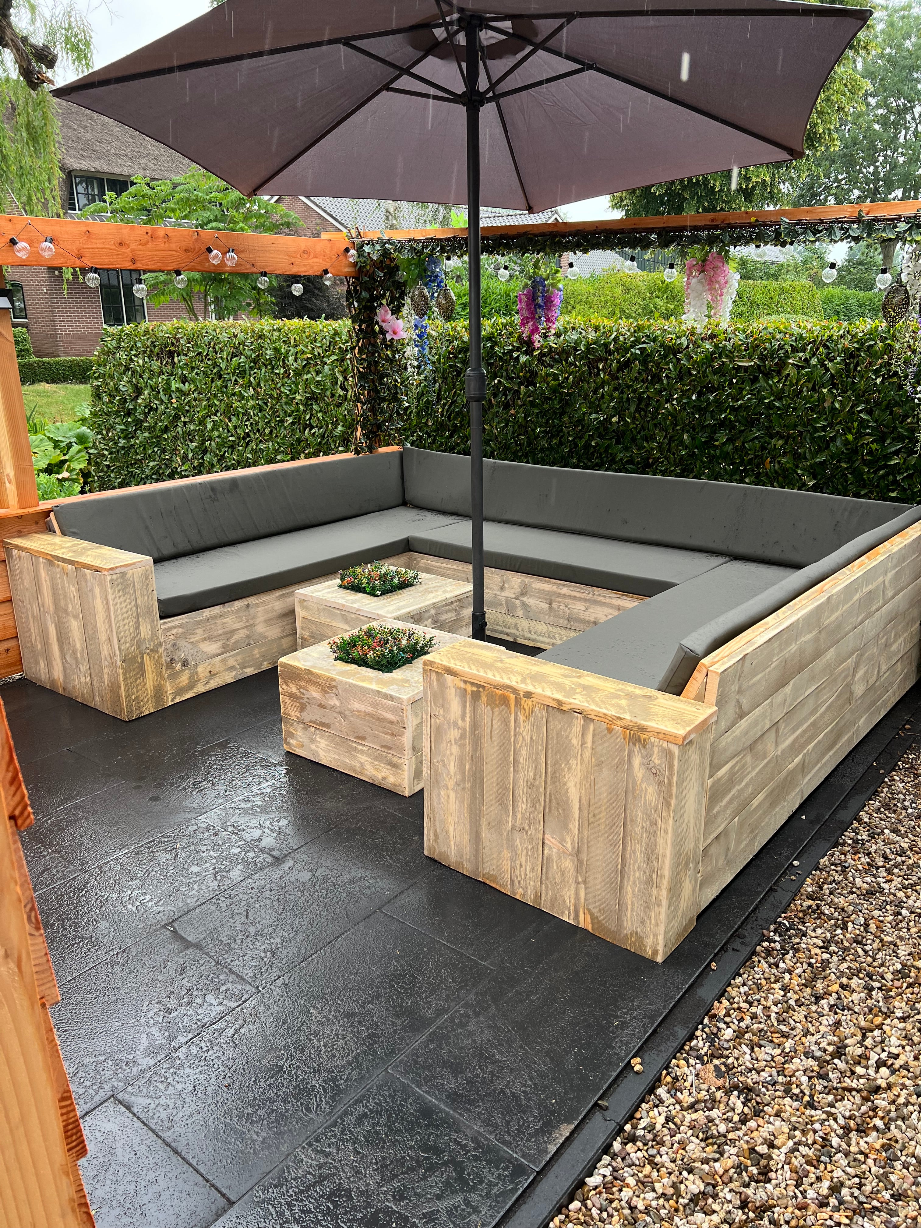 Steigerhout Hoekbank U-bank