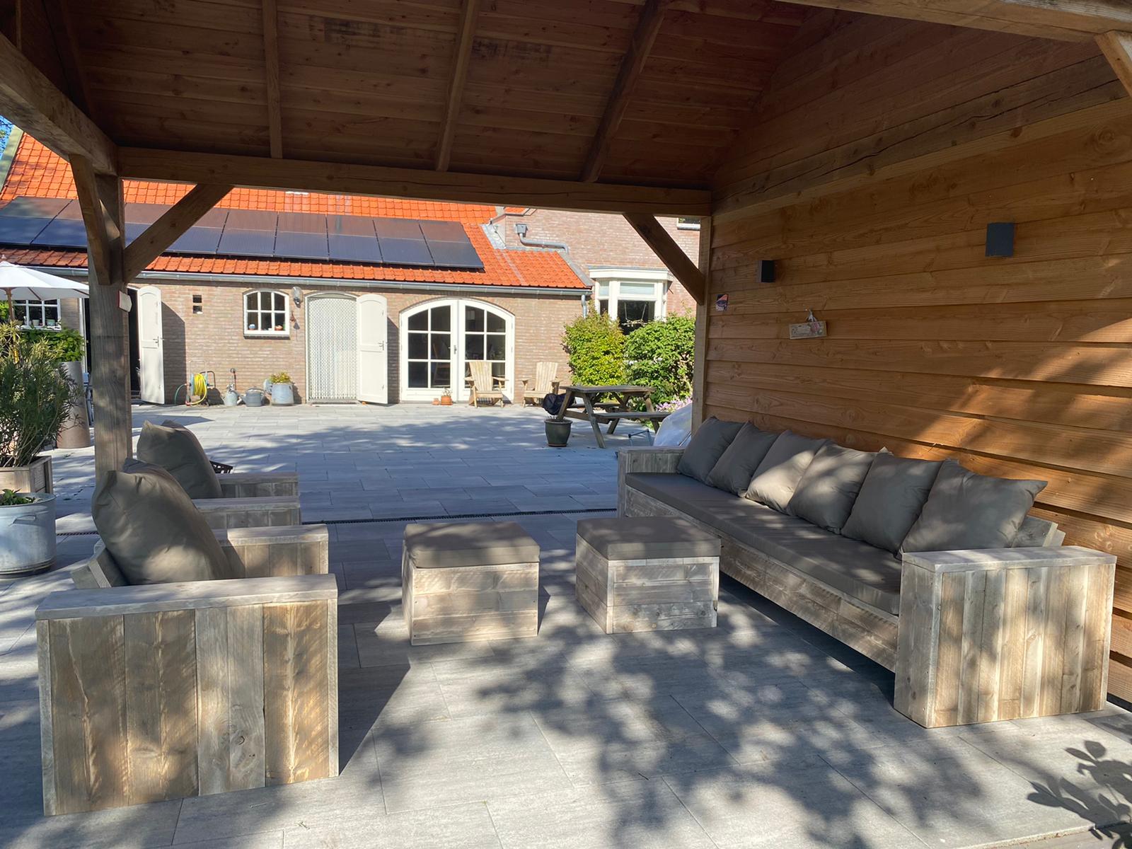 Steigerhout Loungeset - 1 bank 2 loungestoelen