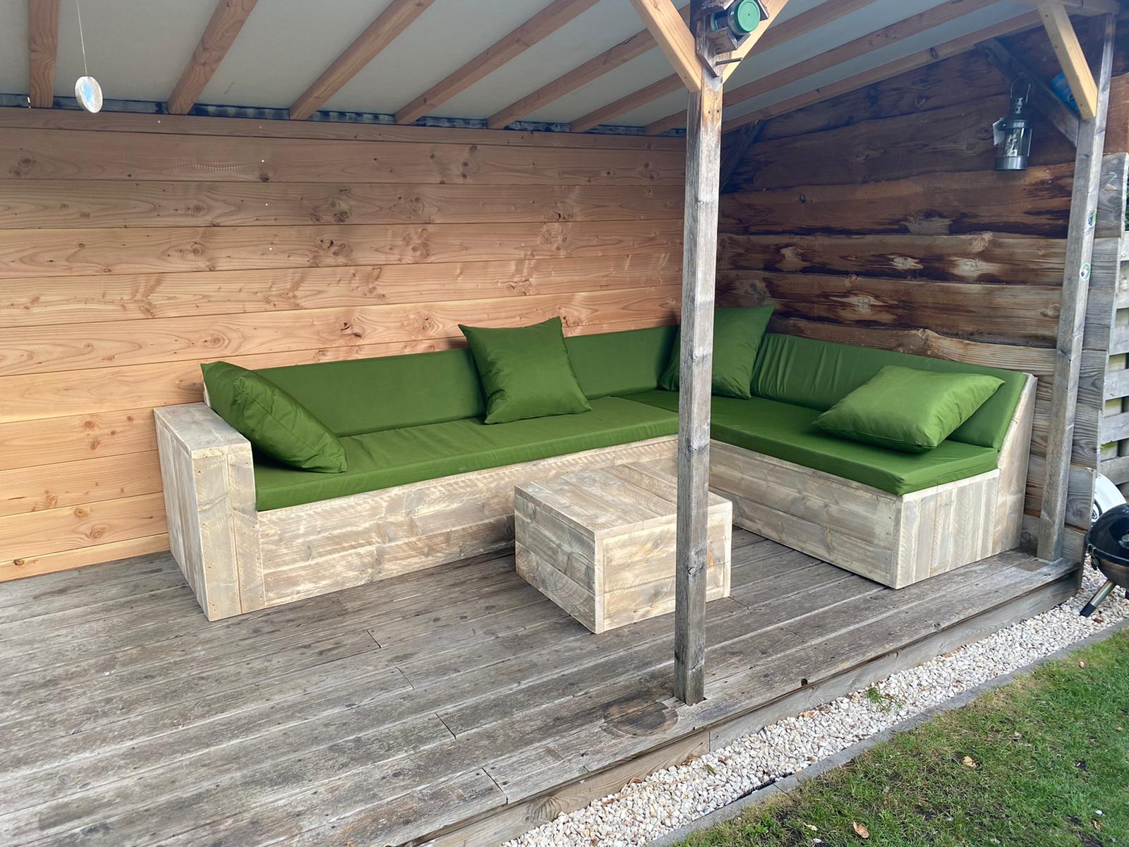 Steigerhout Hoekbank - 1 kant open