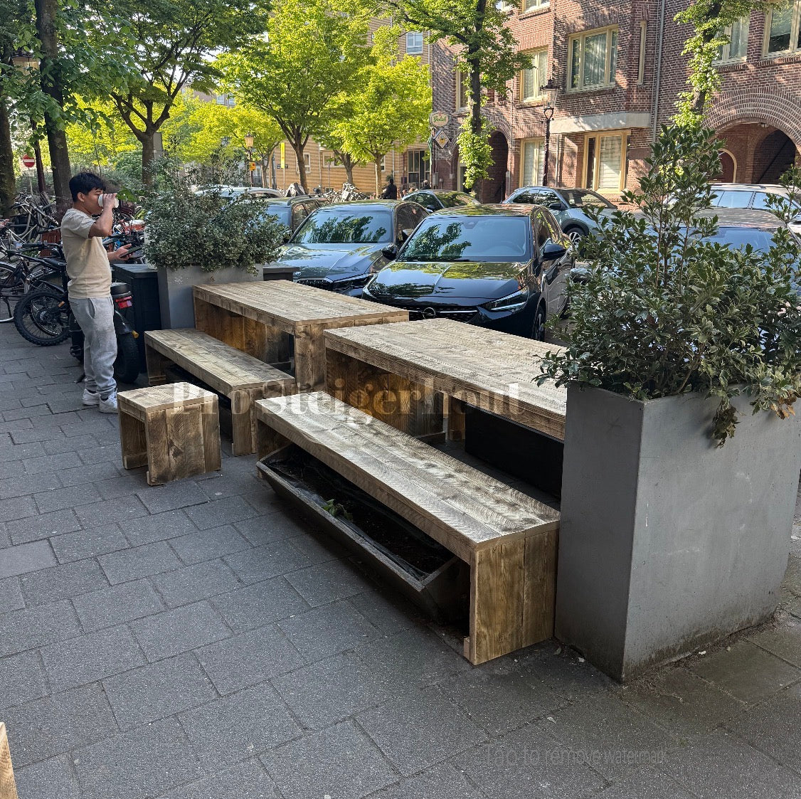 Steigerhout picknick tuinset