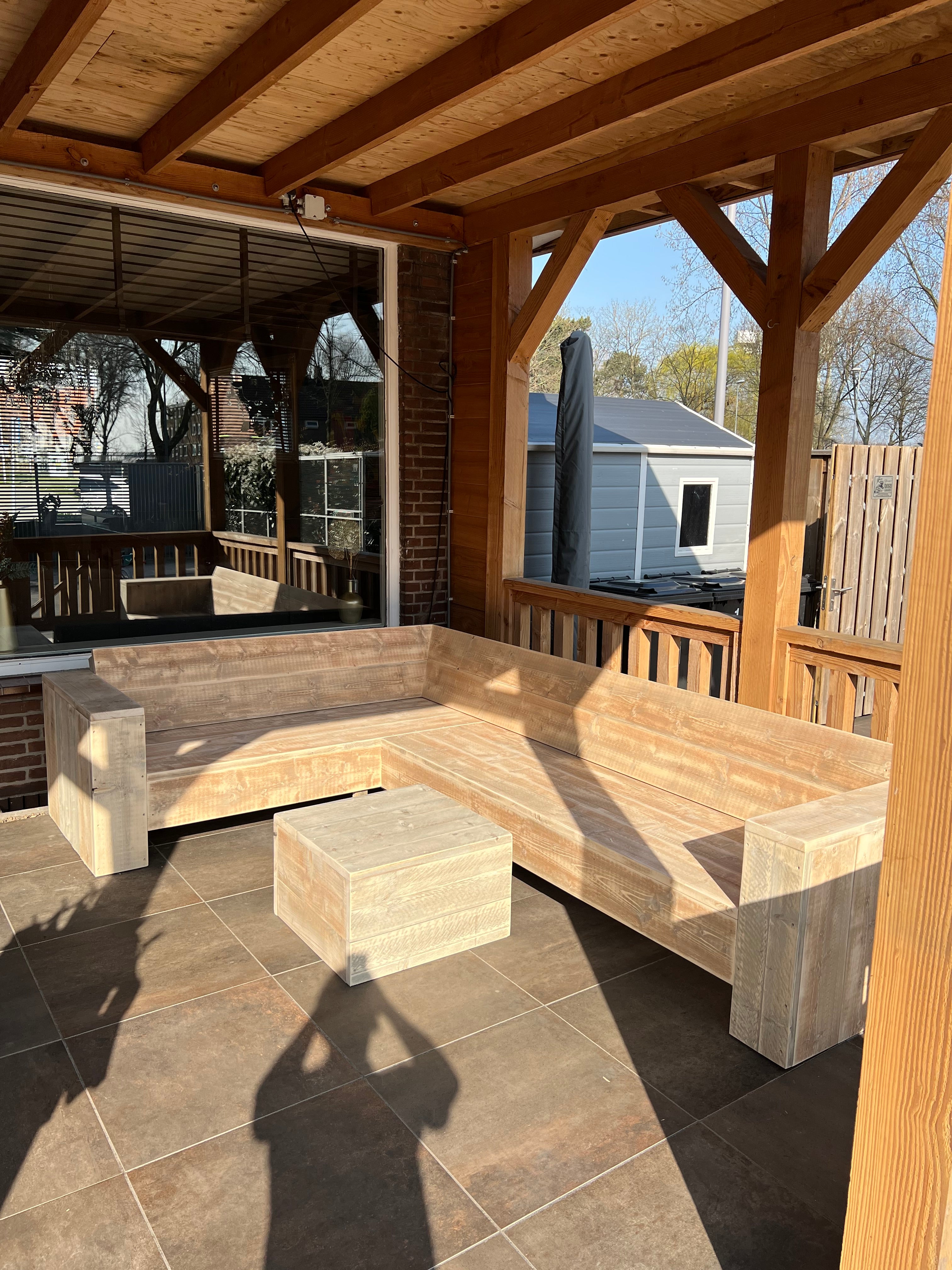 Steigerhout Hoekbank - standaard (onderkant open)