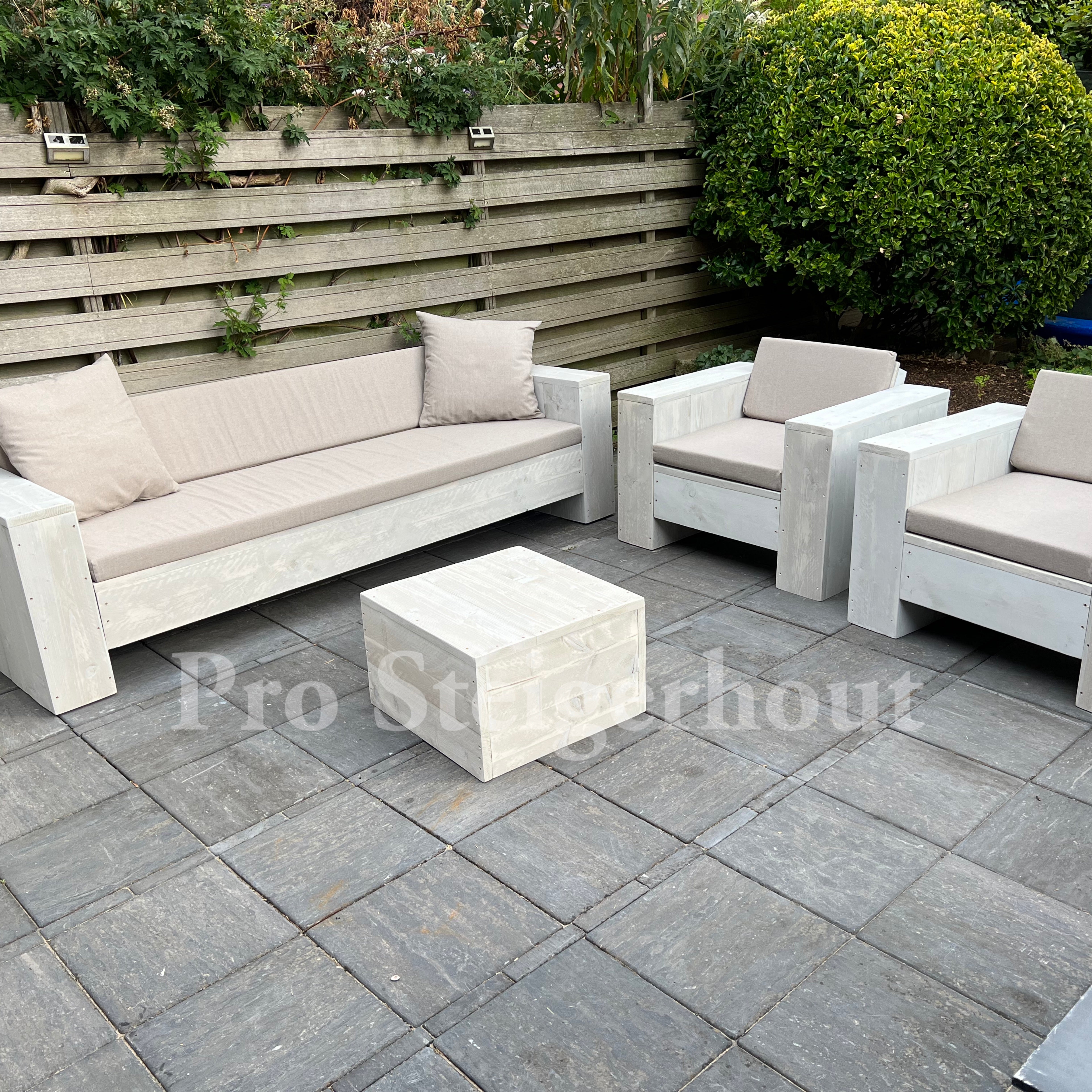 Steigerhout Loungeset - 1 bank 2 loungestoelen