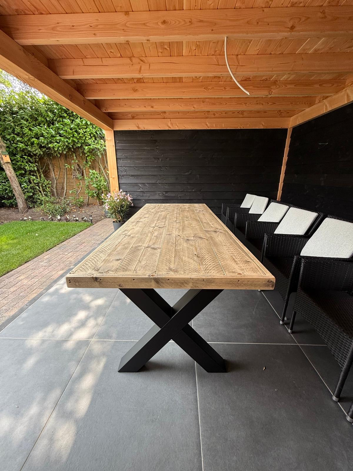 Steigerhout Tuintafel X-poten
