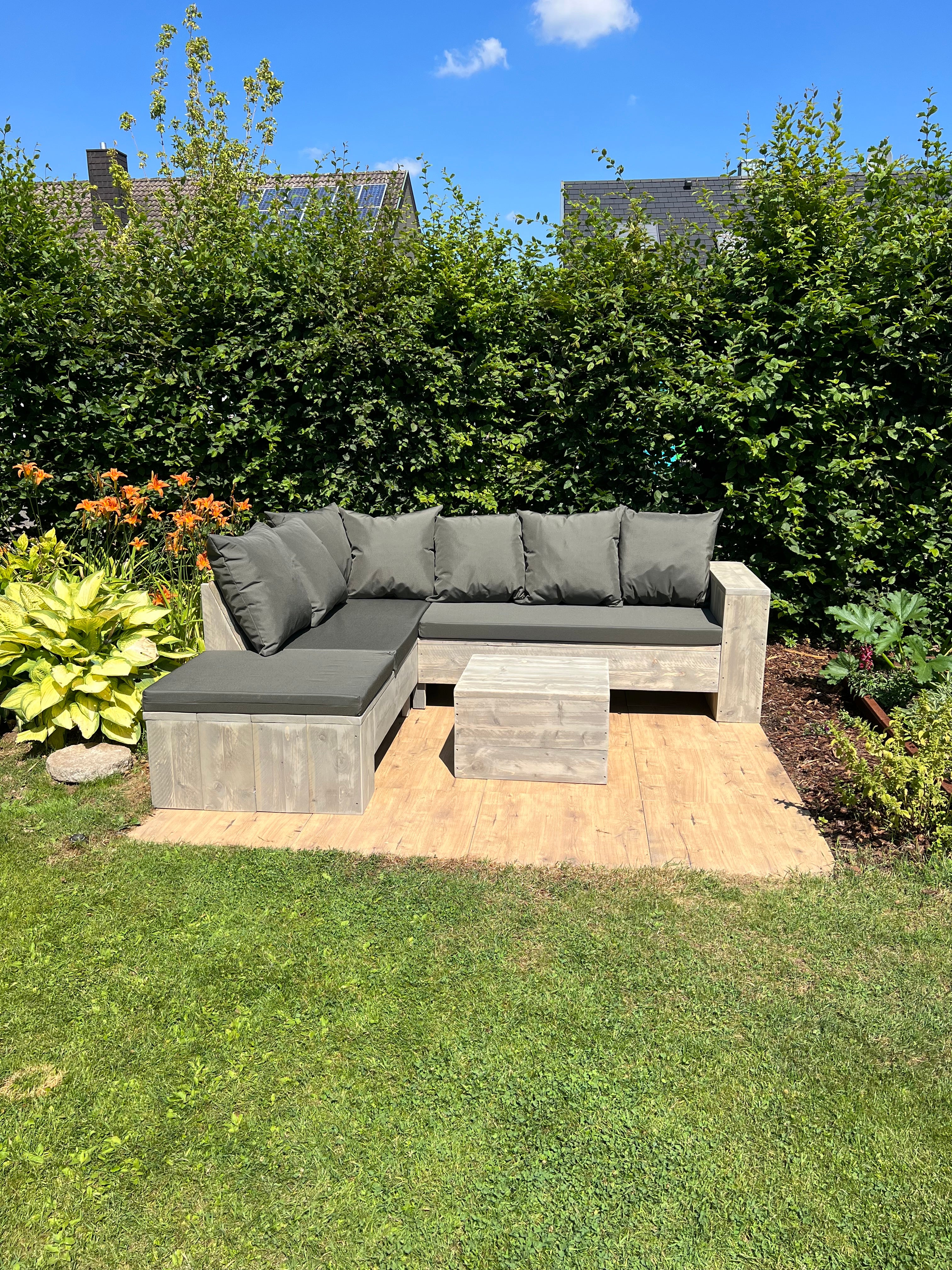 Steigerhout Hoekbank - chaise lounge