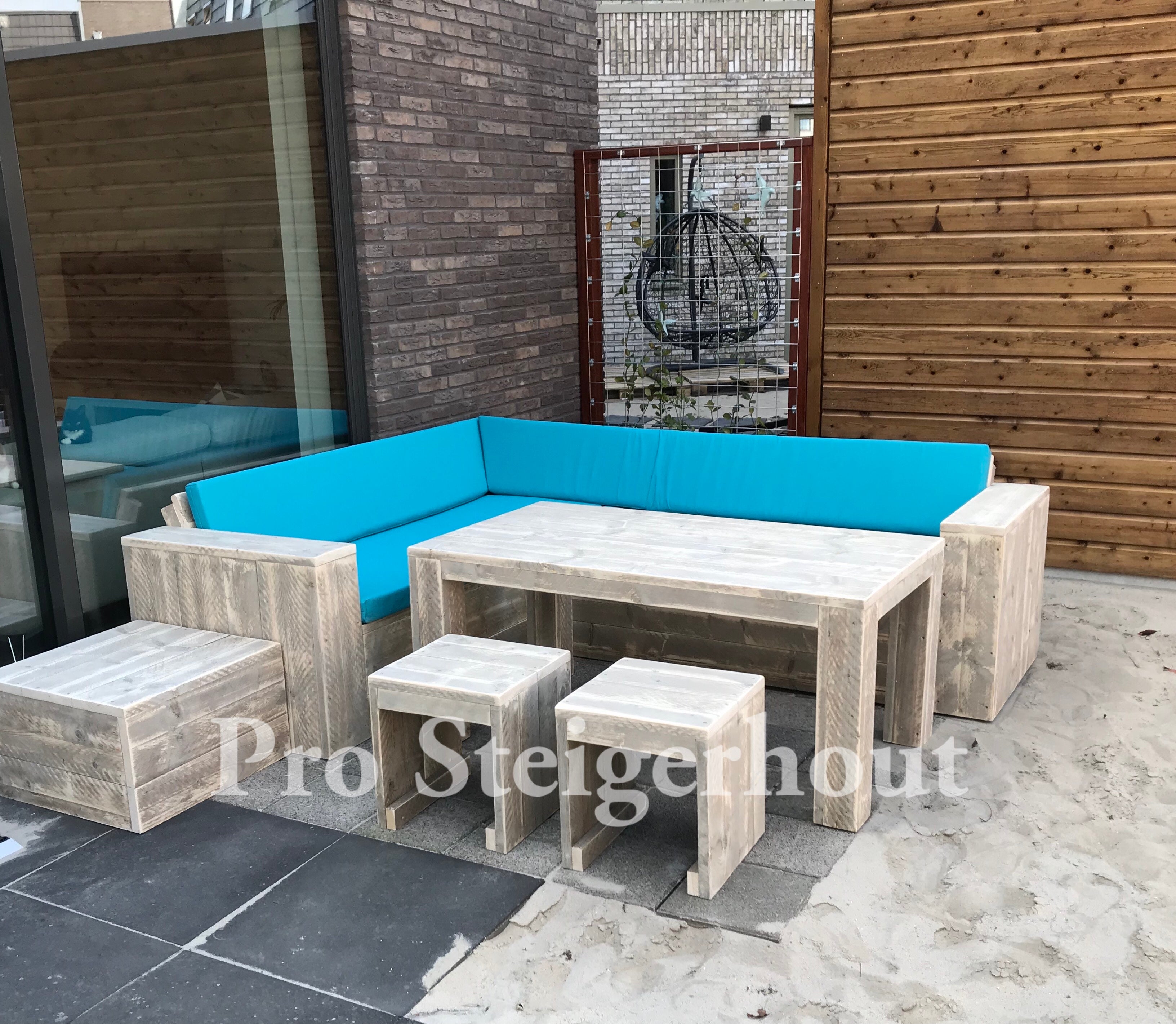 Steigerhout Hoekbank - dining set