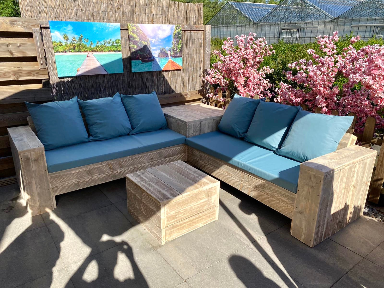 Steigerhout Loungeset Hoektafel