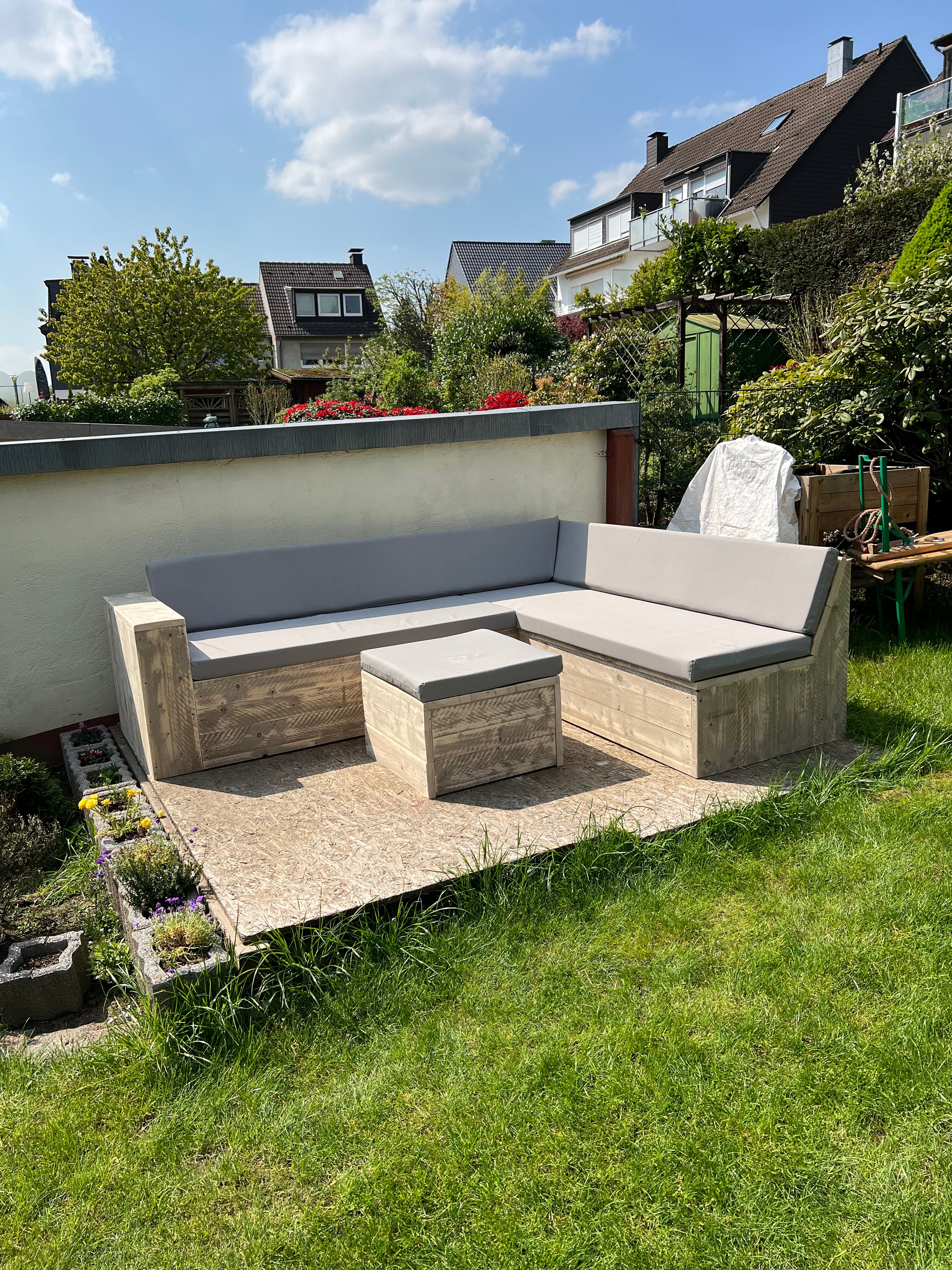 Steigerhout Hoekbank - 1 kant open