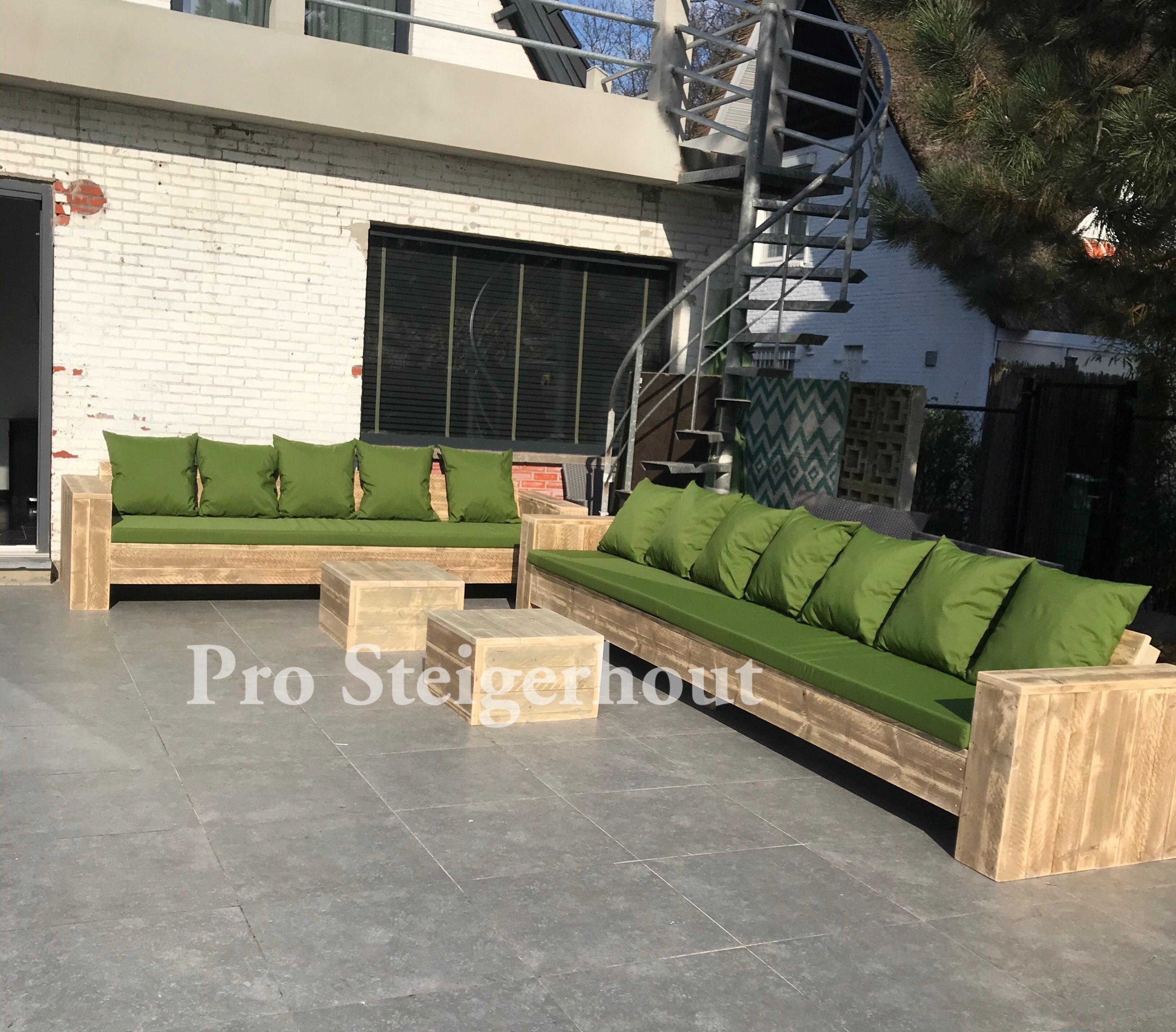 Steigerhout Loungeset - 2 banken