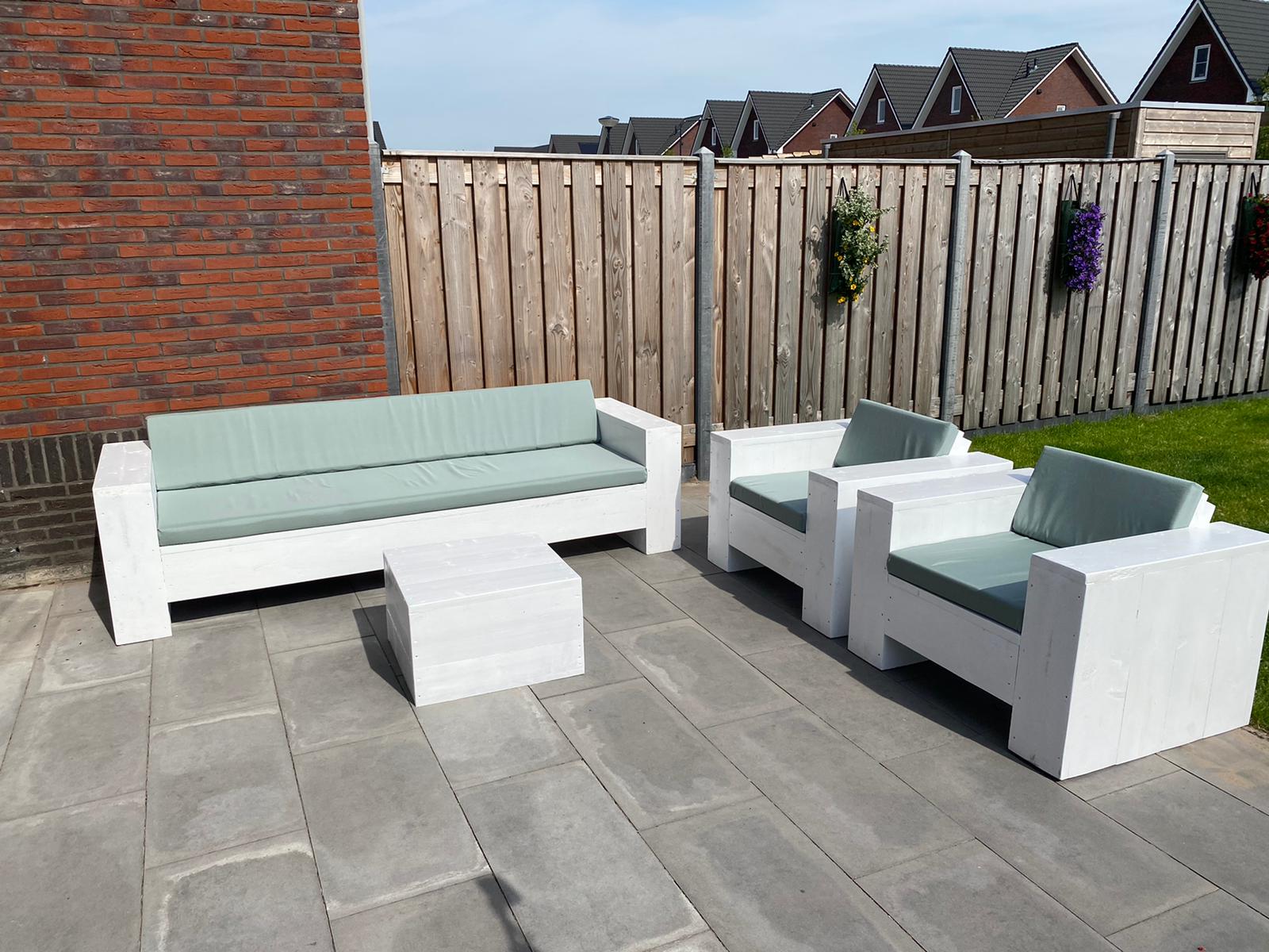 Steigerhout Loungeset - 1 bank 2 loungestoelen