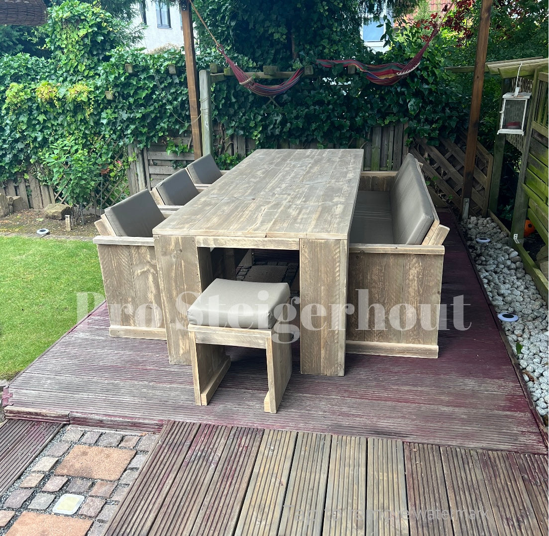 Steigerhout tuinset blokpoot