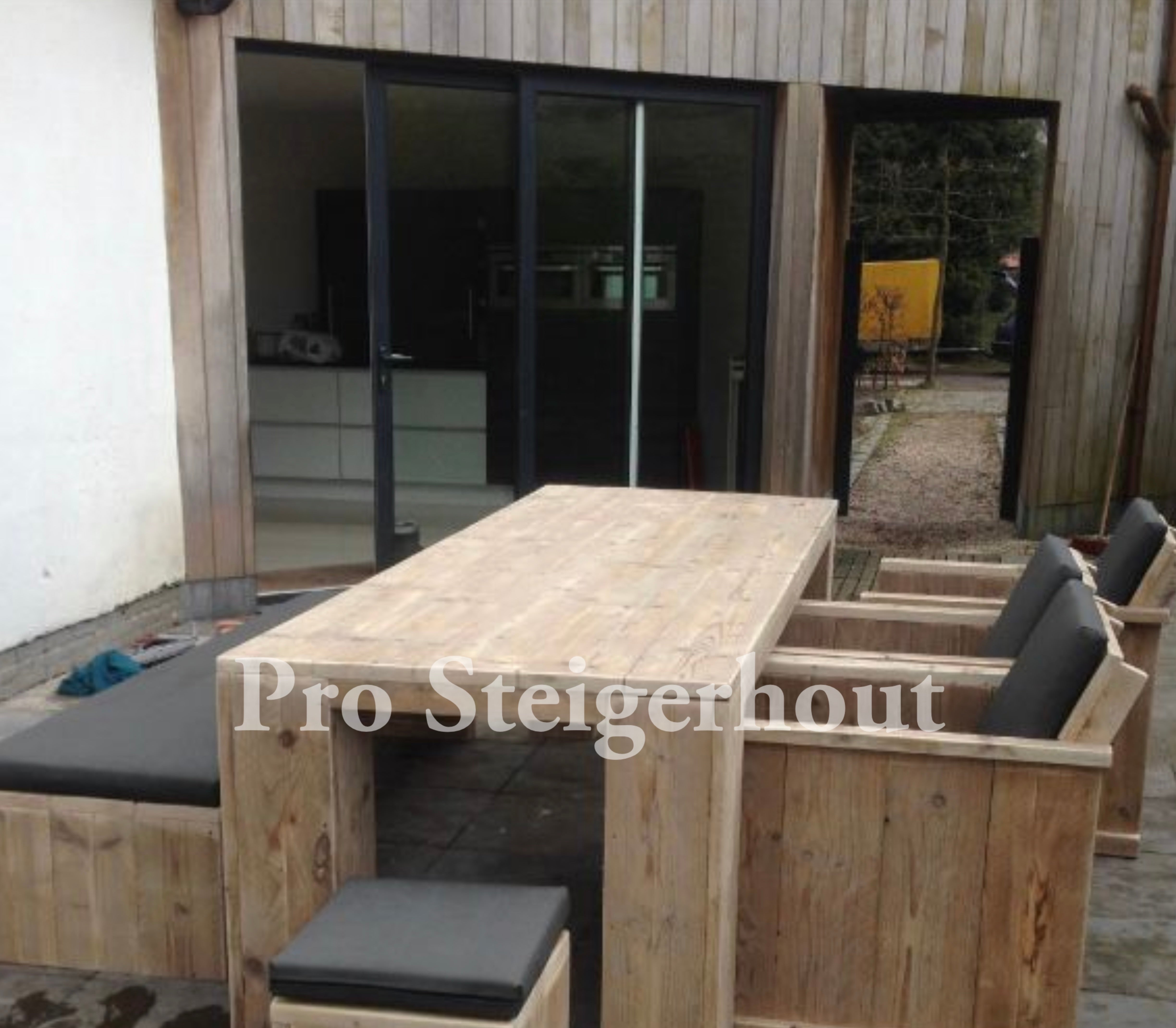 Steigerhout tuinset blokpoot