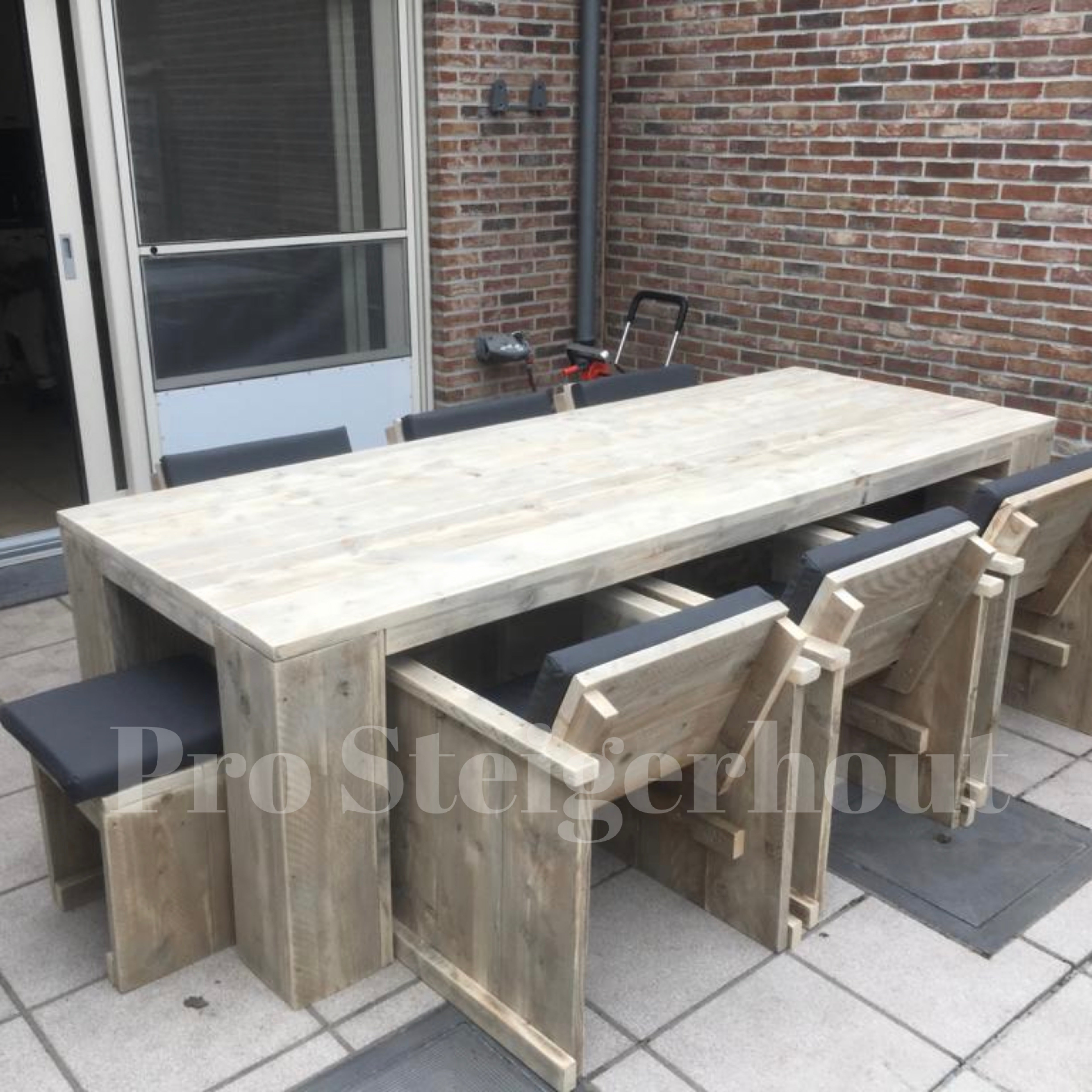 Steigerhout tuinset blokpoot
