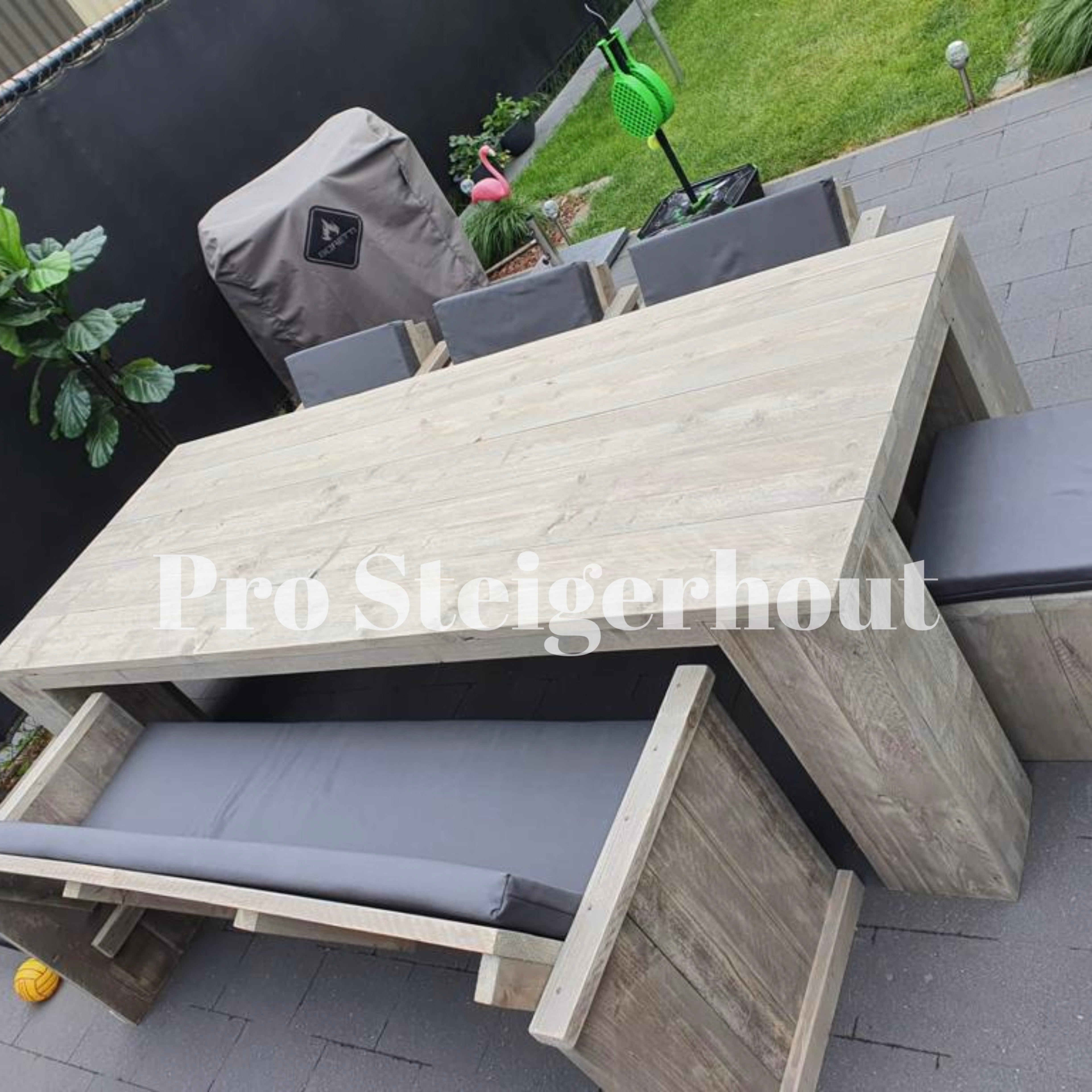 Steigerhout tuinset blokpoot